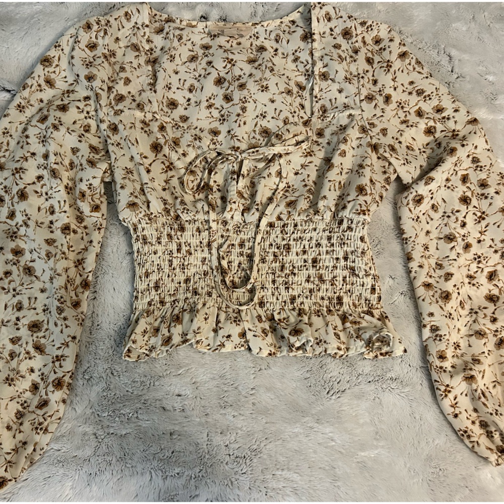 Cream Floral Blouse